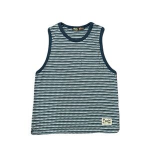 Howler Brothers Bros Geometric Tank Top Blue White Stripe Men's Medium